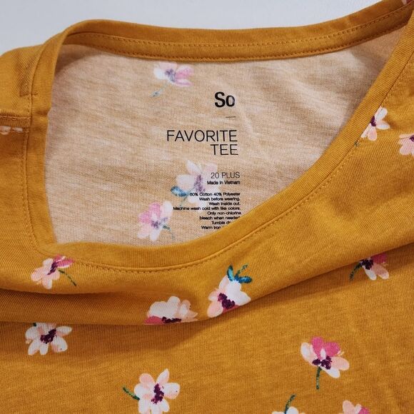 Girls Plus Floral Flower Mustard Long Sleeve Shirt Size 20 Plus New without Tags - Picture 3 of 3